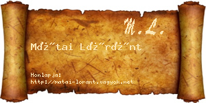 Mátai Lóránt névjegykártya
